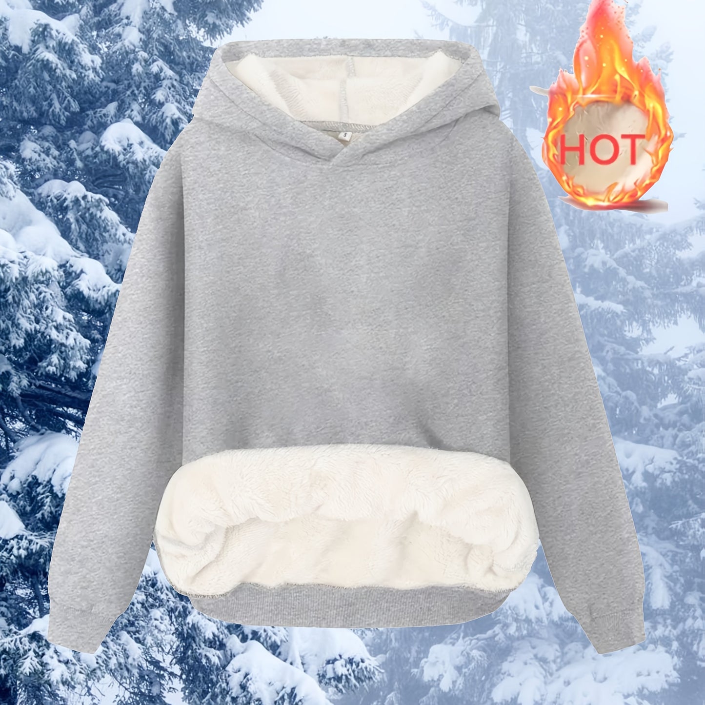 Comfortable Sherpa Lined Hoodie for Women with Hood Long Sleeve Relaxed Oversized Knit Style