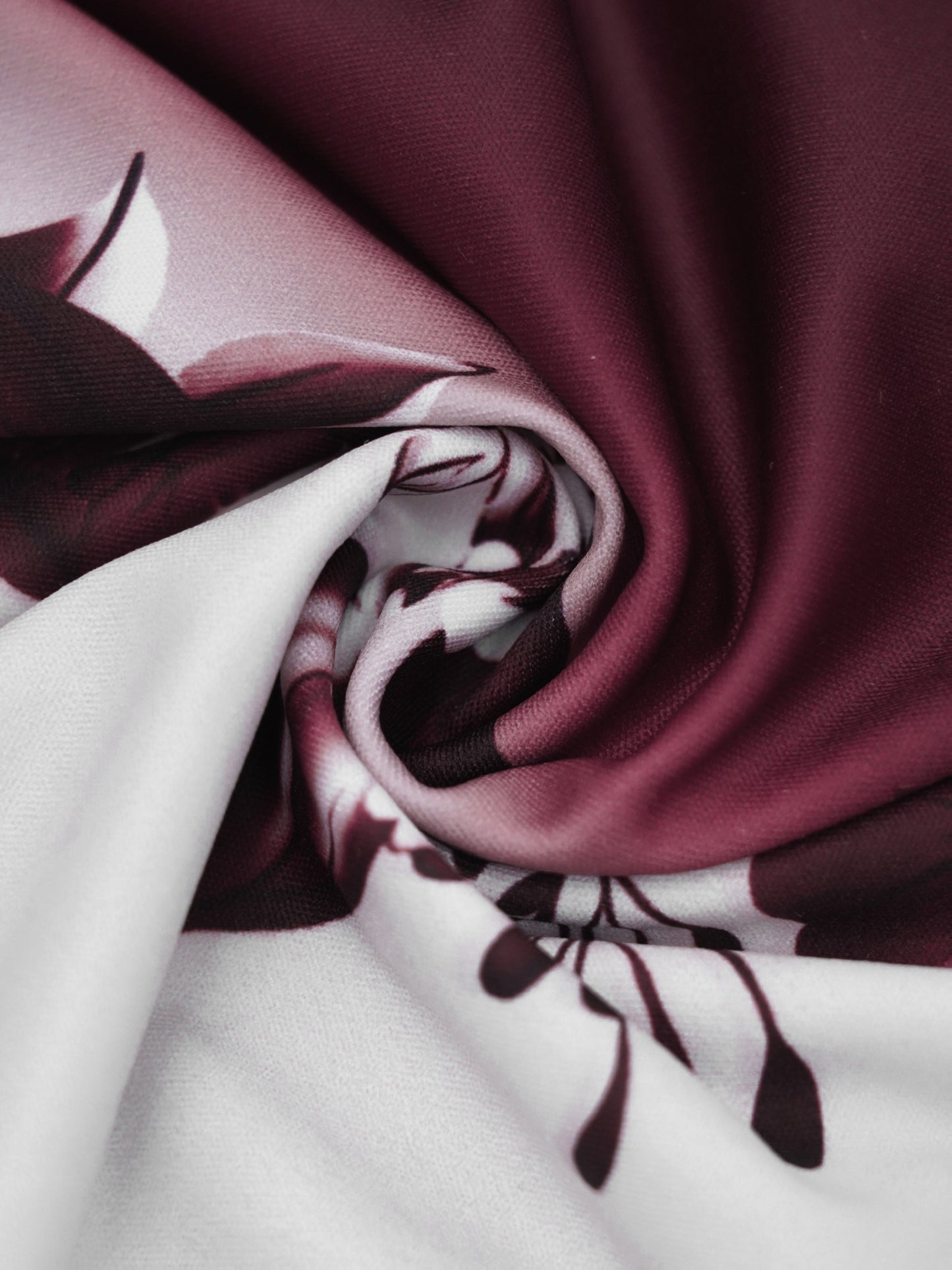 Elegant Burgundy Floral Midi Dress for Women with V Neck Short Sleeve A Line Flowing Style