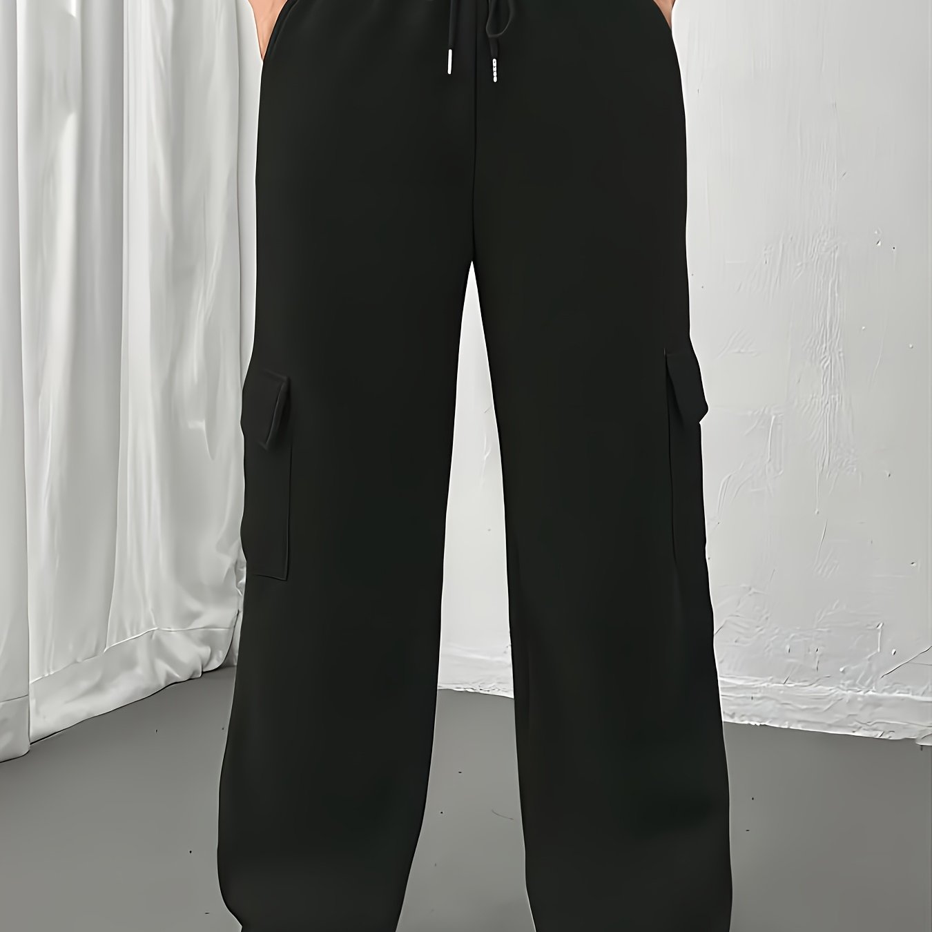 Effortless Cargo Sweatpants for Women with High Waist Drawstring Wide Leg Relaxed Casual Style
