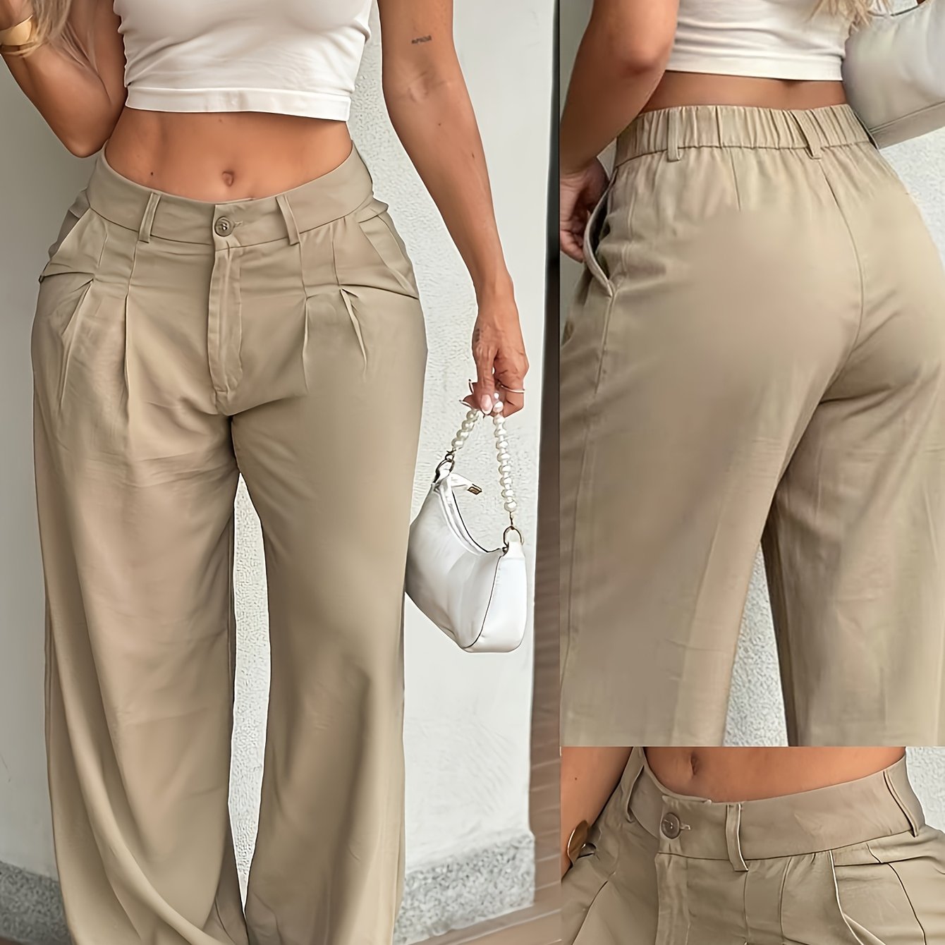 Effortless Wide Leg Pants for Women with High Waist Pleated Front Relaxed Casual Style