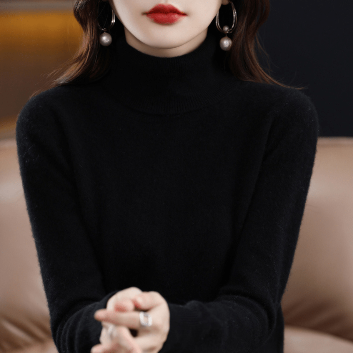 Margaux | Women's Fitted Turtleneck Long Sleeve Sweater