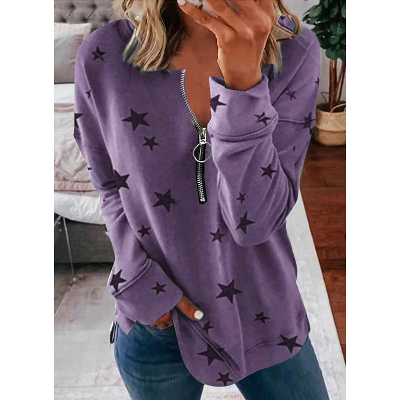 Marielle | Women's Star Quarter-Zip Long Sleeve Sweater
