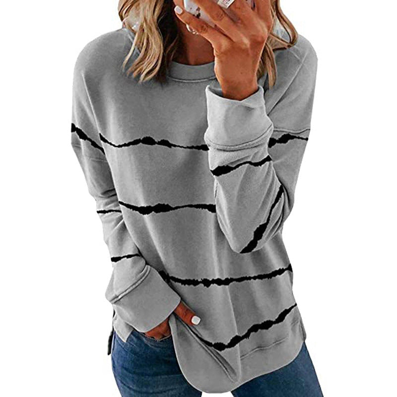Noelle | Women's Painted Stripe Crew Neck Long Sleeve Sweater