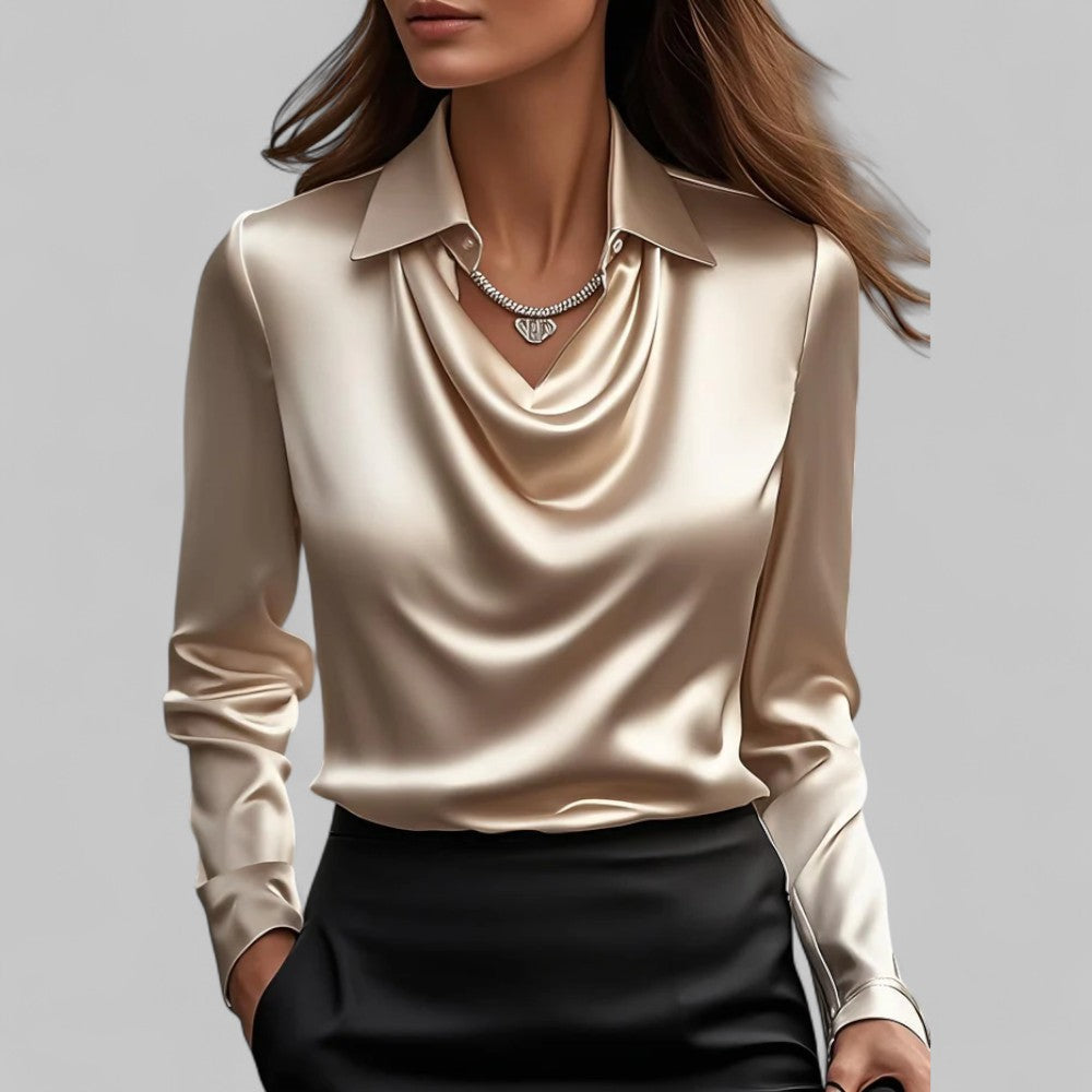 Vivienne | Women's Elegant Metallic Long-Sleeve Blouse