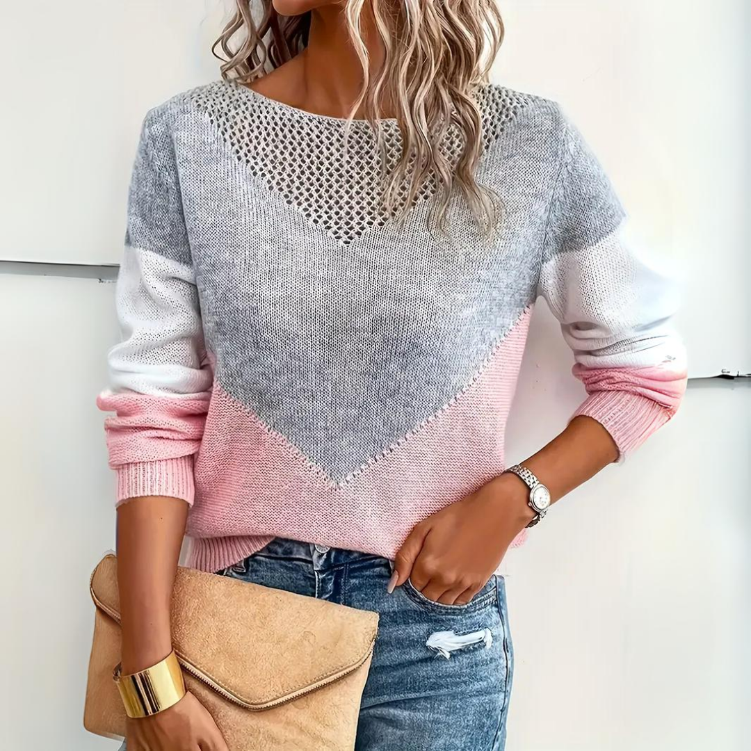 Willow | Women's Crochet Panel Long Sleeve Sweater