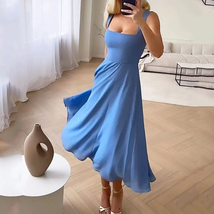 Delancey | Women's Square Neck Sleeveless Midi Dress