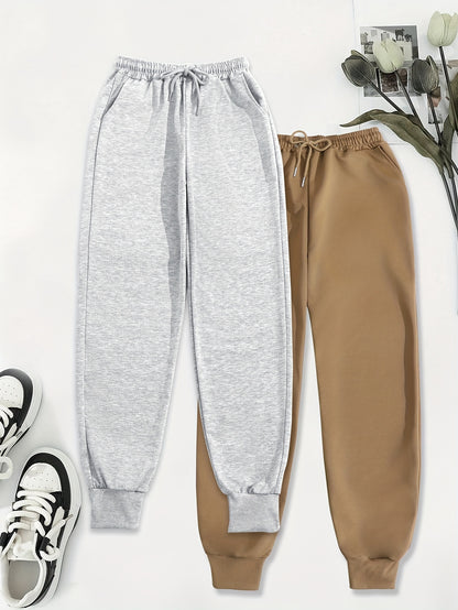 Effortless Fleece Jogger Pants for Women with High Waist Drawstring Tapered Cuffed Relaxed Style