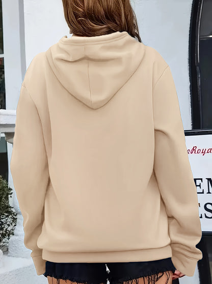 Comfortable Heartbeat Print Hoodie for Women with Drawstring Hood Long Sleeve Kangaroo Pocket Oversized Style