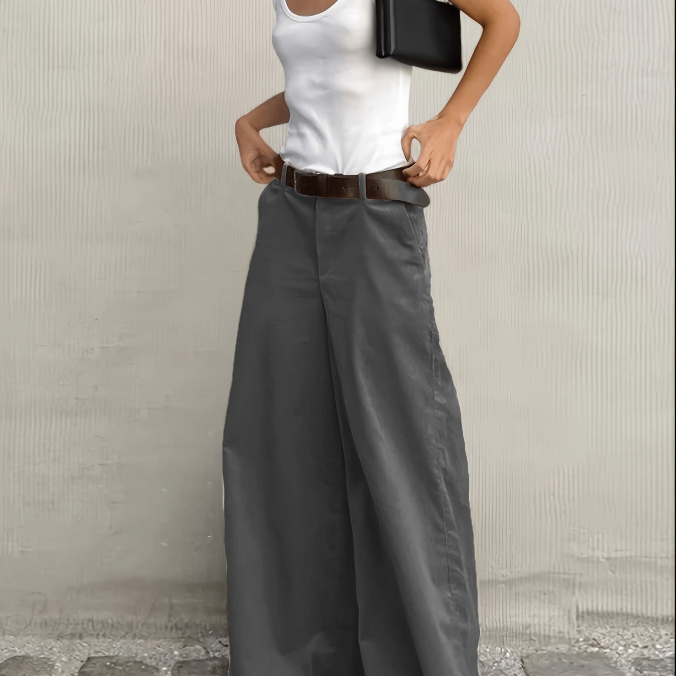 Effortless Wide Leg Pants for Women with High Waist Belted Tapered Relaxed Casual Style