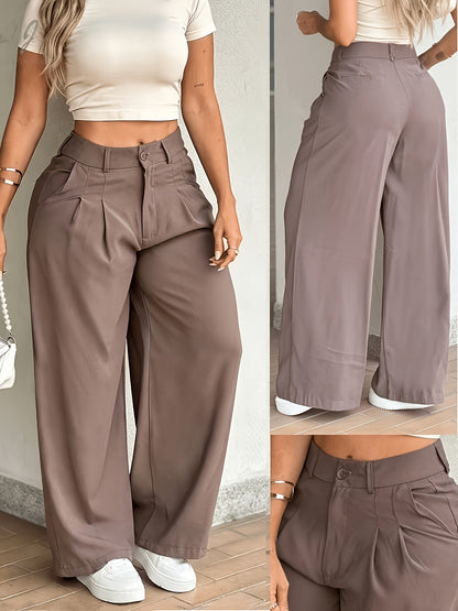 Effortless Wide Leg Pants for Women with High Waist Pleated Front Relaxed Casual Style