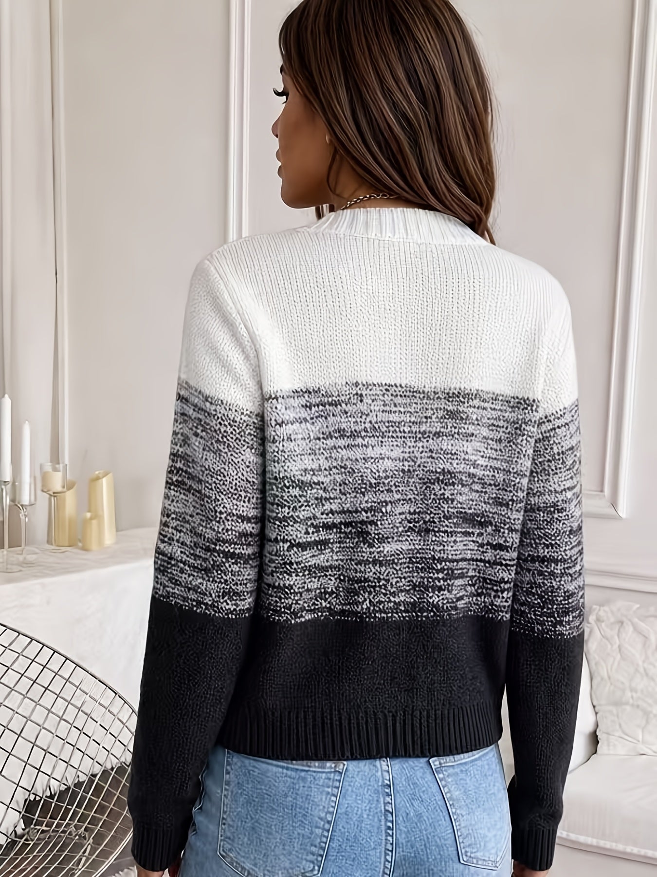 Comfortable Space Dye Cardigan Sweater for Women with V Neck Long Sleeve Button Front Relaxed Knit Style