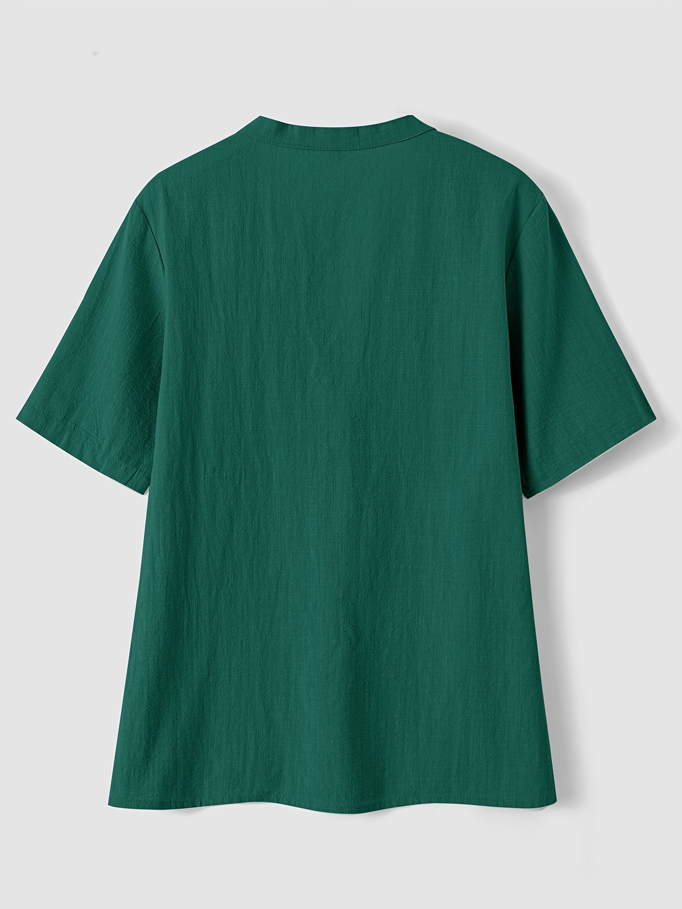 Effortless Textured Linen Blouse for Women with Notch V Neck Short Sleeve Button Front Relaxed Style