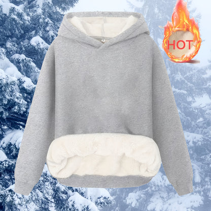 Comfortable Sherpa Lined Hoodie for Women with Hood Long Sleeve Relaxed Oversized Knit Style