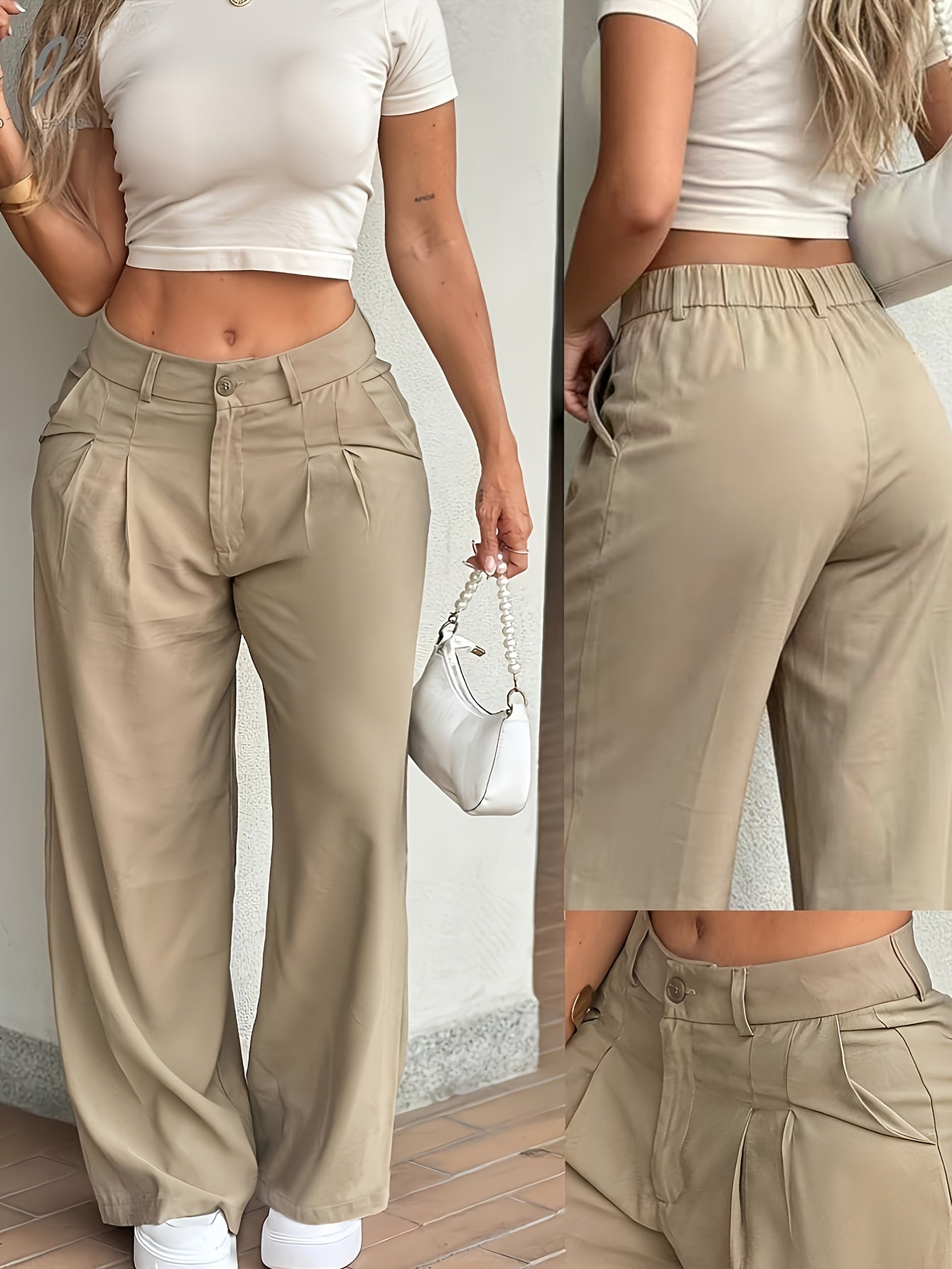 Effortless Wide Leg Pants for Women with High Waist Pleated Front Relaxed Casual Style