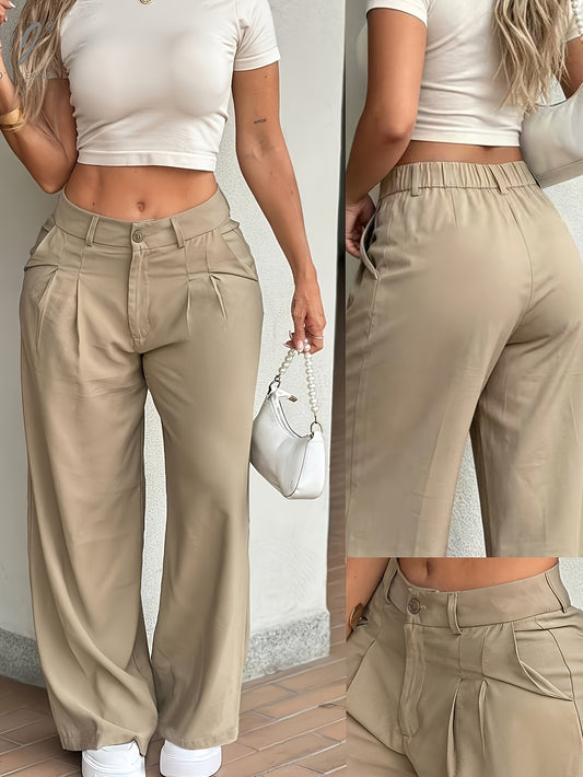 Effortless Wide Leg Pants for Women with High Waist Pleated Front Relaxed Casual Style