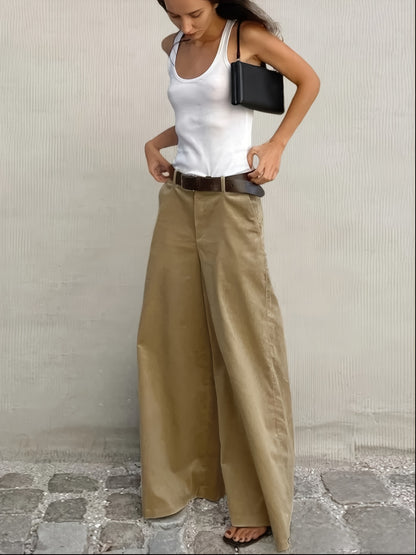 Effortless Wide Leg Pants for Women with High Waist Belted Tapered Relaxed Casual Style