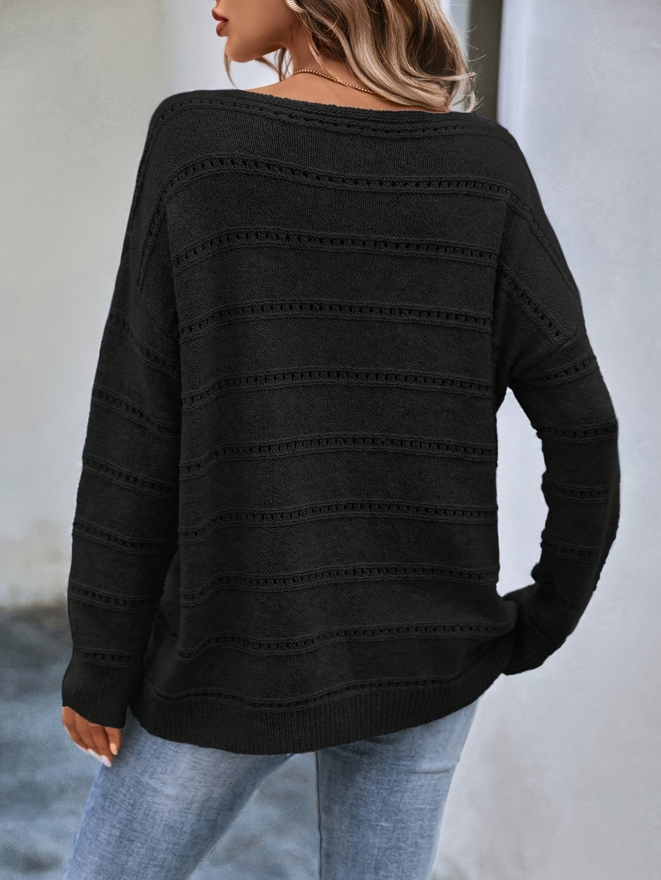 Solid Color Off-Shoulder Sweater