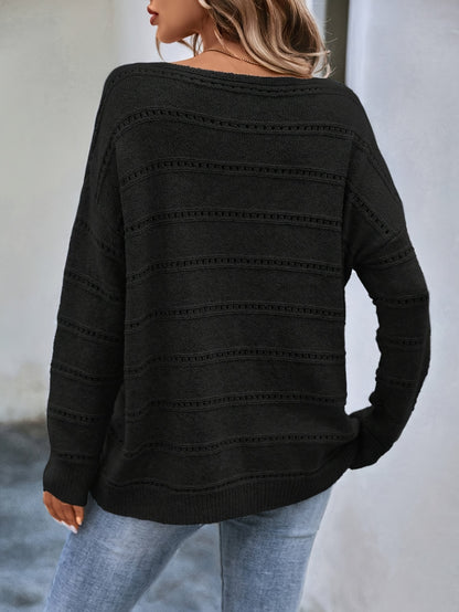 Solid Color Off-Shoulder Sweater