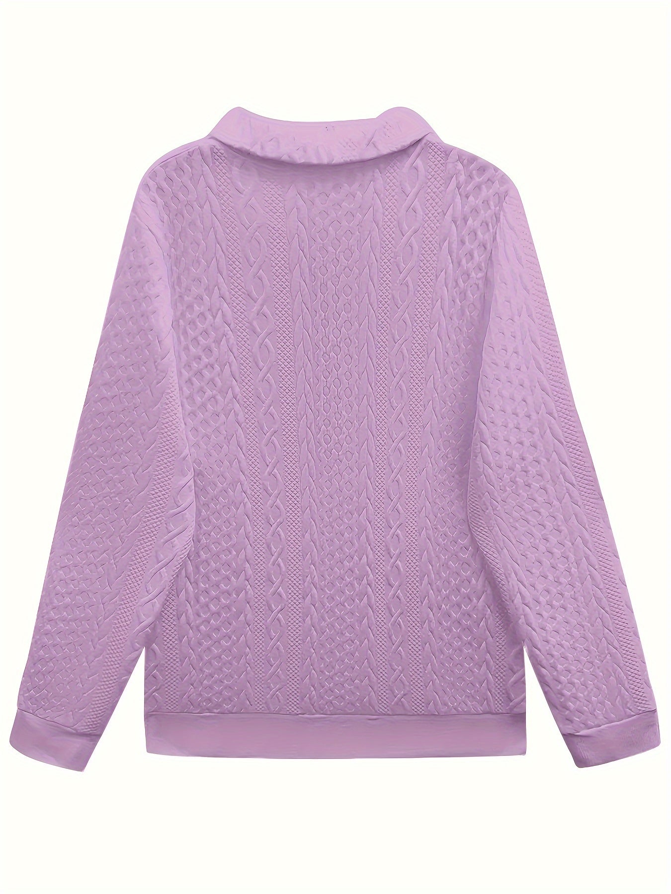 Comfortable Cable Knit Quarter Zip Sweatshirt for Women with Collar Long Sleeve Kangaroo Pocket Relaxed Style