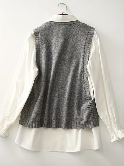 Comfortable Sweater Vest for Women with Round Neck Sleeveless Button Detail Relaxed Knit Style