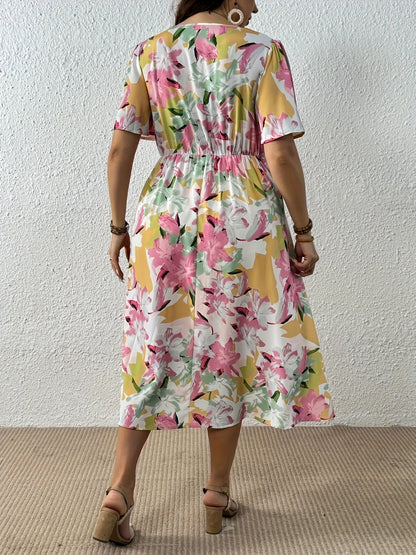 Elegant Leopard Print Midi Dress for Women with V Neck Flutter Sleeve Twist Front Flowing Style