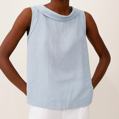 Maria | Sleeveless Roll Collar Top