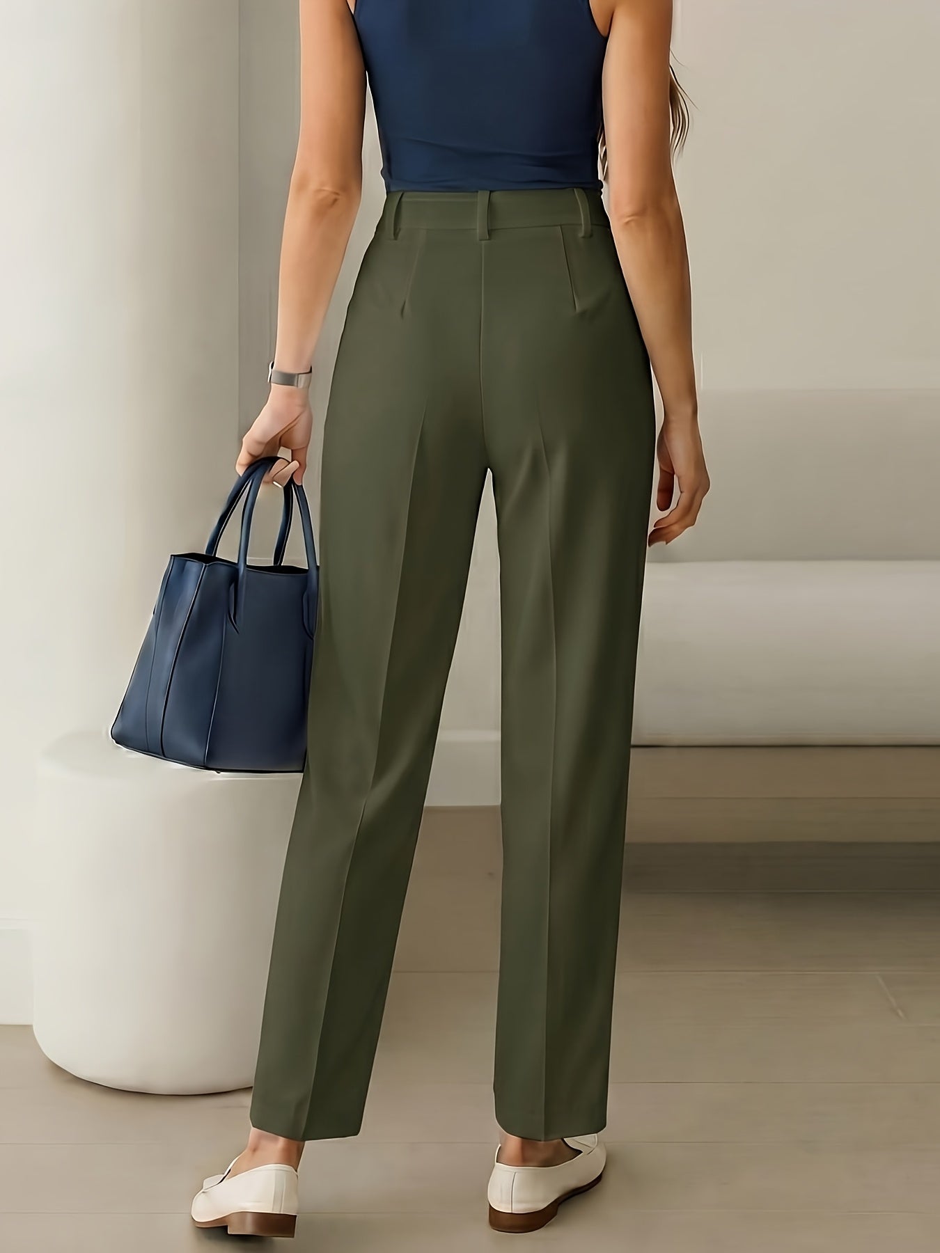 Elegant Tailored Wide Leg Pants for Women with High Waist Pleated Straight Leg Relaxed Style
