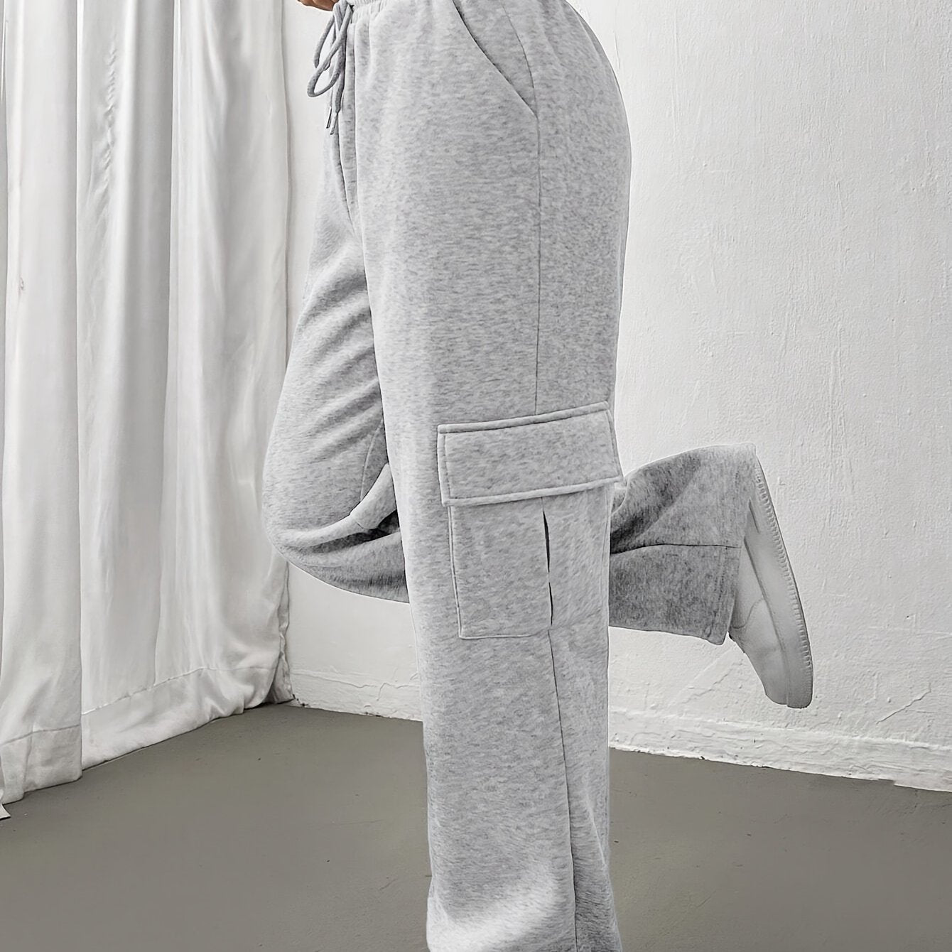 Women'S Autumn And Winter Fleece-Lined Side Pocket Sweatpants