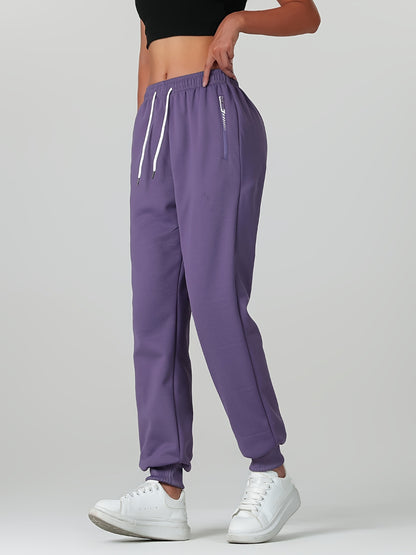 Comfortable Sherpa Lined Jogger Sweatpants for Women with High Waist Drawstring Zip Pocket Cinched Ankle Relaxed Style