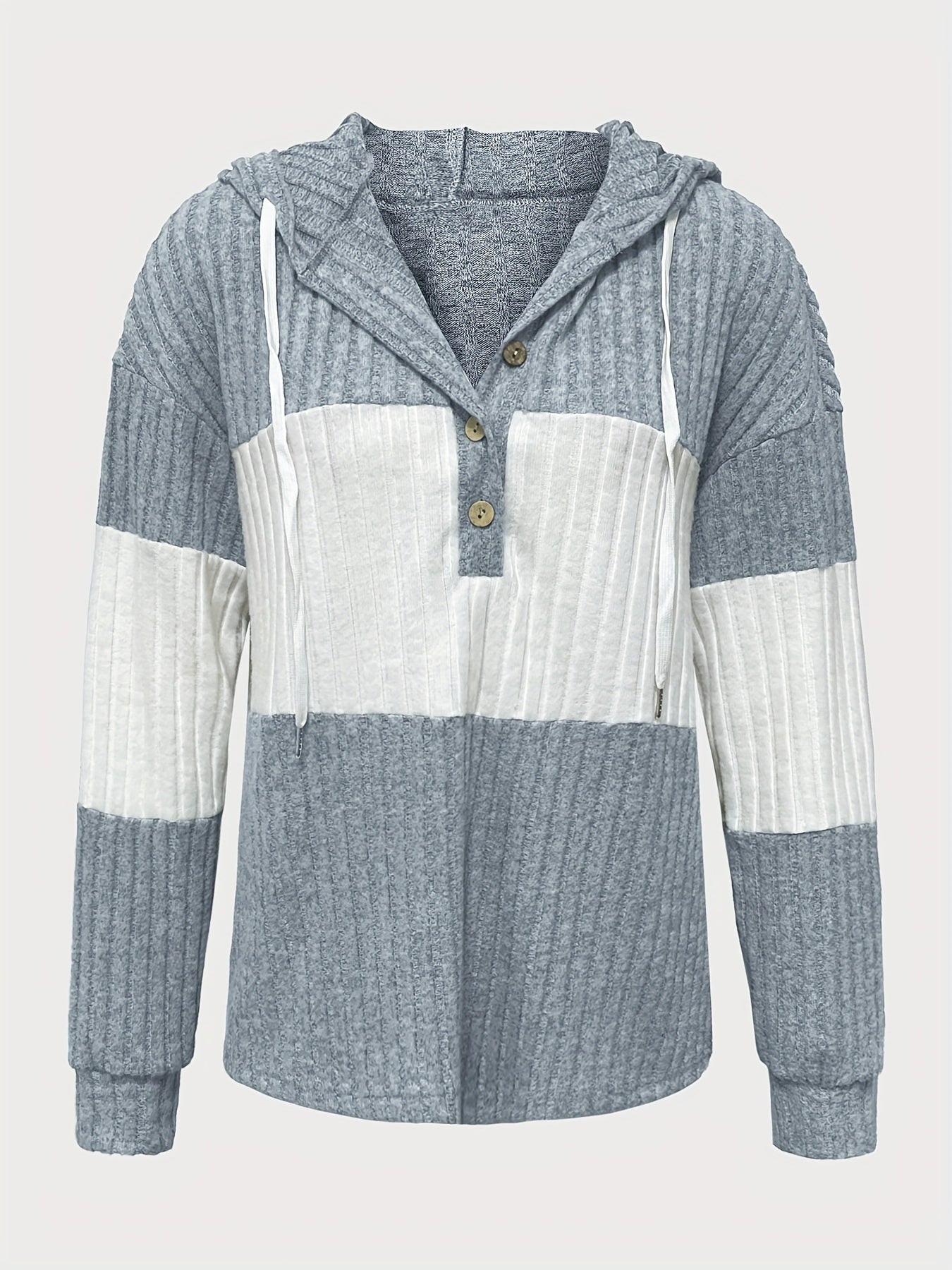 Solid Color Contrasting Hooded Pullover