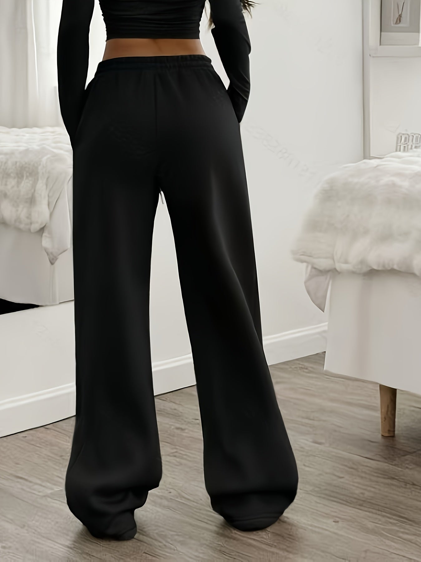Effortless Coffee Brown Wide Leg Pants for Women with High Waist Drawstring Relaxed Flowing Casual Style