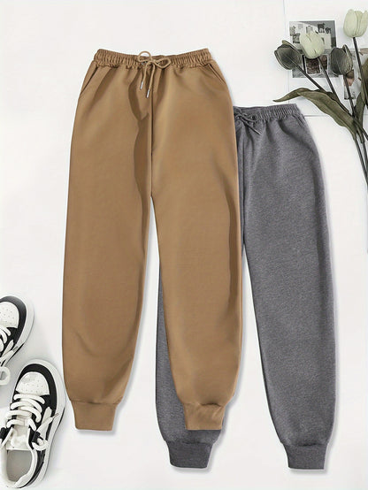 Effortless Fleece Jogger Pants for Women with High Waist Drawstring Tapered Cuffed Relaxed Style