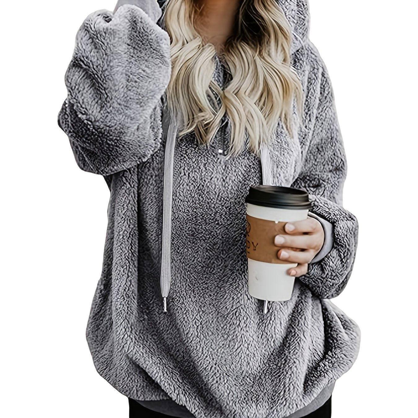 Vika Direct Women's Fleece Pullover Hoodie, Fuzzy Sweater with Pockets