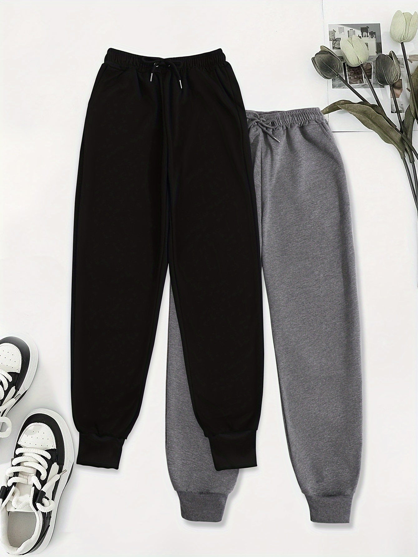 Effortless Fleece Jogger Pants for Women with High Waist Drawstring Tapered Cuffed Relaxed Style