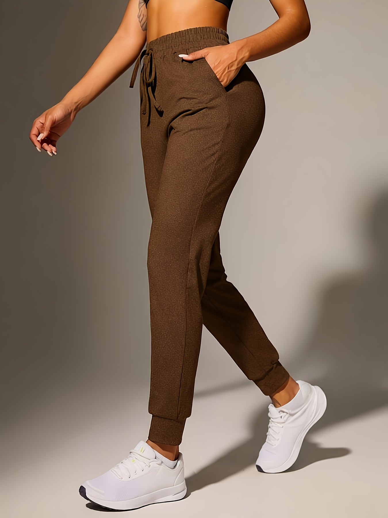 Effortless Jogger Pants for Women with High Waist Drawstring Tapered Cuffed Casual Style