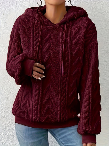 2025 Autumn And Winter Women'S New Fleece-Lined Comfortable Casual Solid Color Hoodie