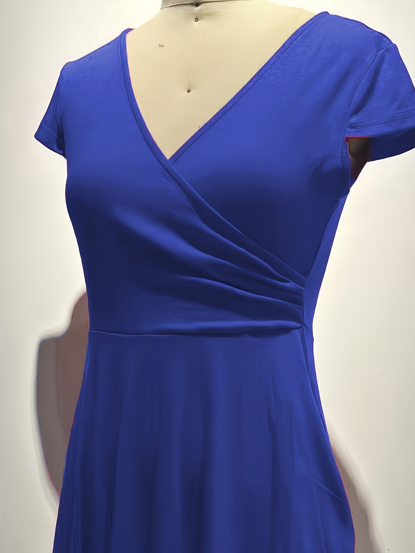 Elegant Wrap Midi Dress for Women with V Neck Cap Sleeve Fit and Flare Cocktail Style