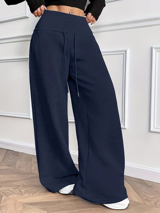 Effortless Fleece Wide Leg Sweatpants for Women with High Waist Drawstring Relaxed Flowing Casual Style