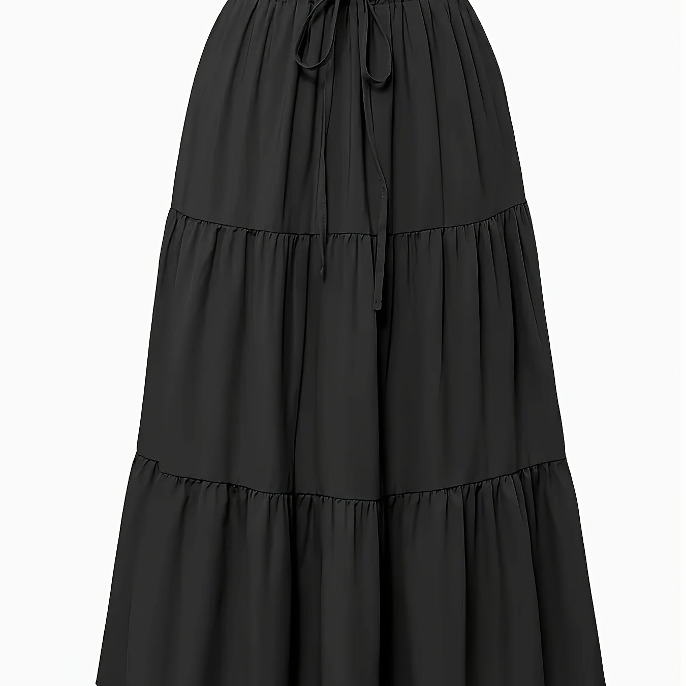 Effortless Tiered Maxi Skirt for Women with Paperbag Waist Drawstring Ruffle Flowing Style