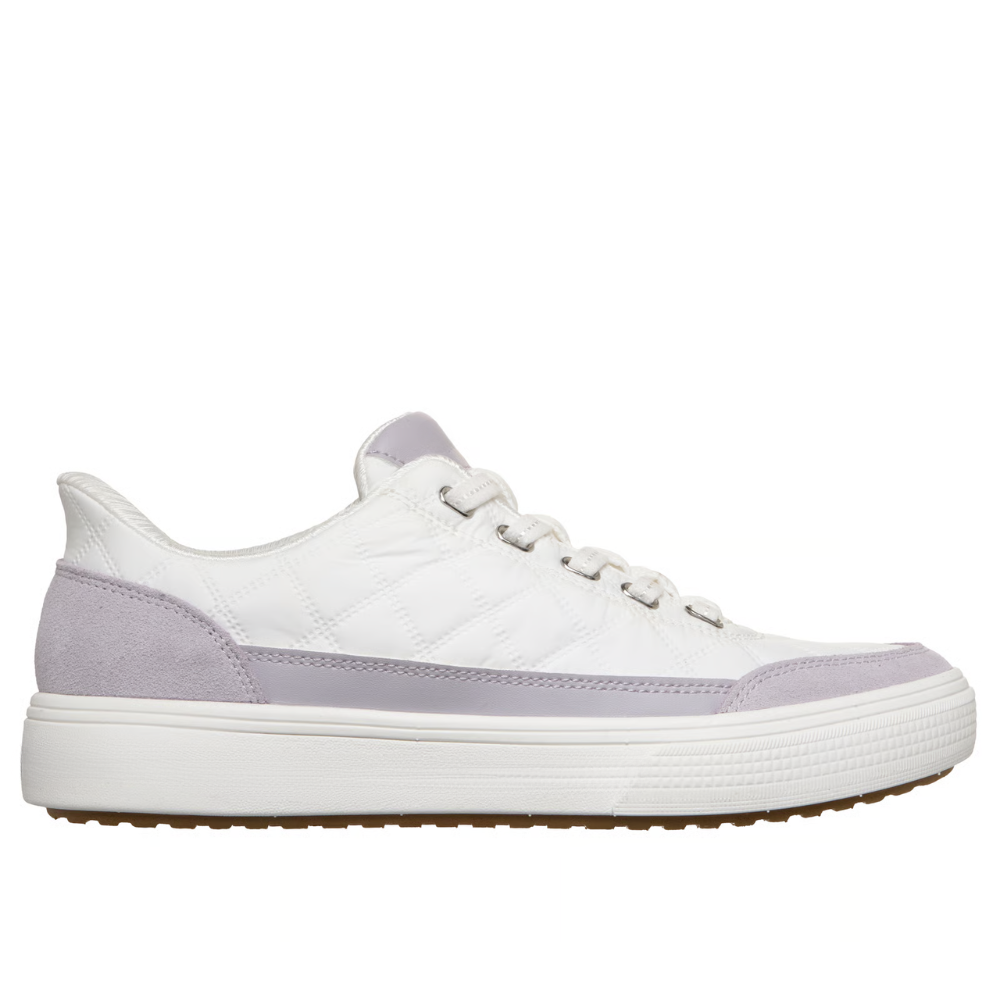 Comfortable Trainers for Women with Quilted Suede Panel Lace Up Low Top Cupsole Style