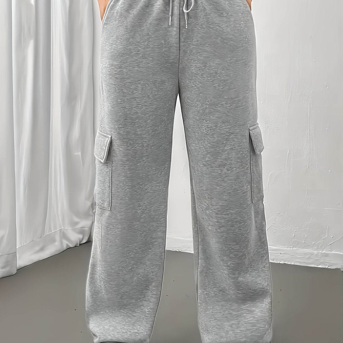Effortless Cargo Sweatpants for Women with High Waist Drawstring Wide Leg Relaxed Casual Style
