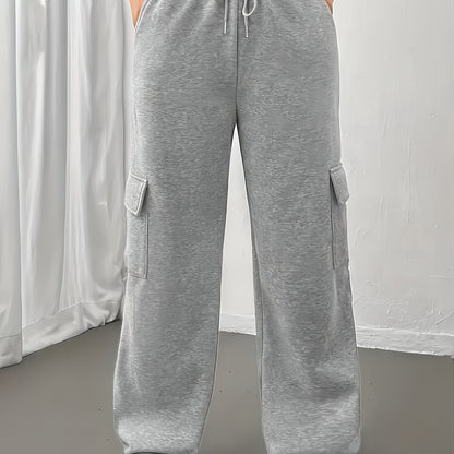 Effortless Cargo Sweatpants for Women with High Waist Drawstring Wide Leg Relaxed Casual Style