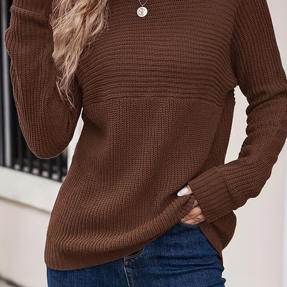 Comfortable Ribbed Sweater for Women with Round Neck Long Sleeve Relaxed Oversized Casual Style