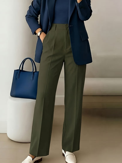 Elegant Tailored Wide Leg Pants for Women with High Waist Pleated Straight Leg Relaxed Style