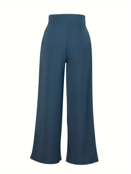Effortless Khaki Wide Leg Pants for Women with High Waist Pleated Button Front Relaxed Tailored Style