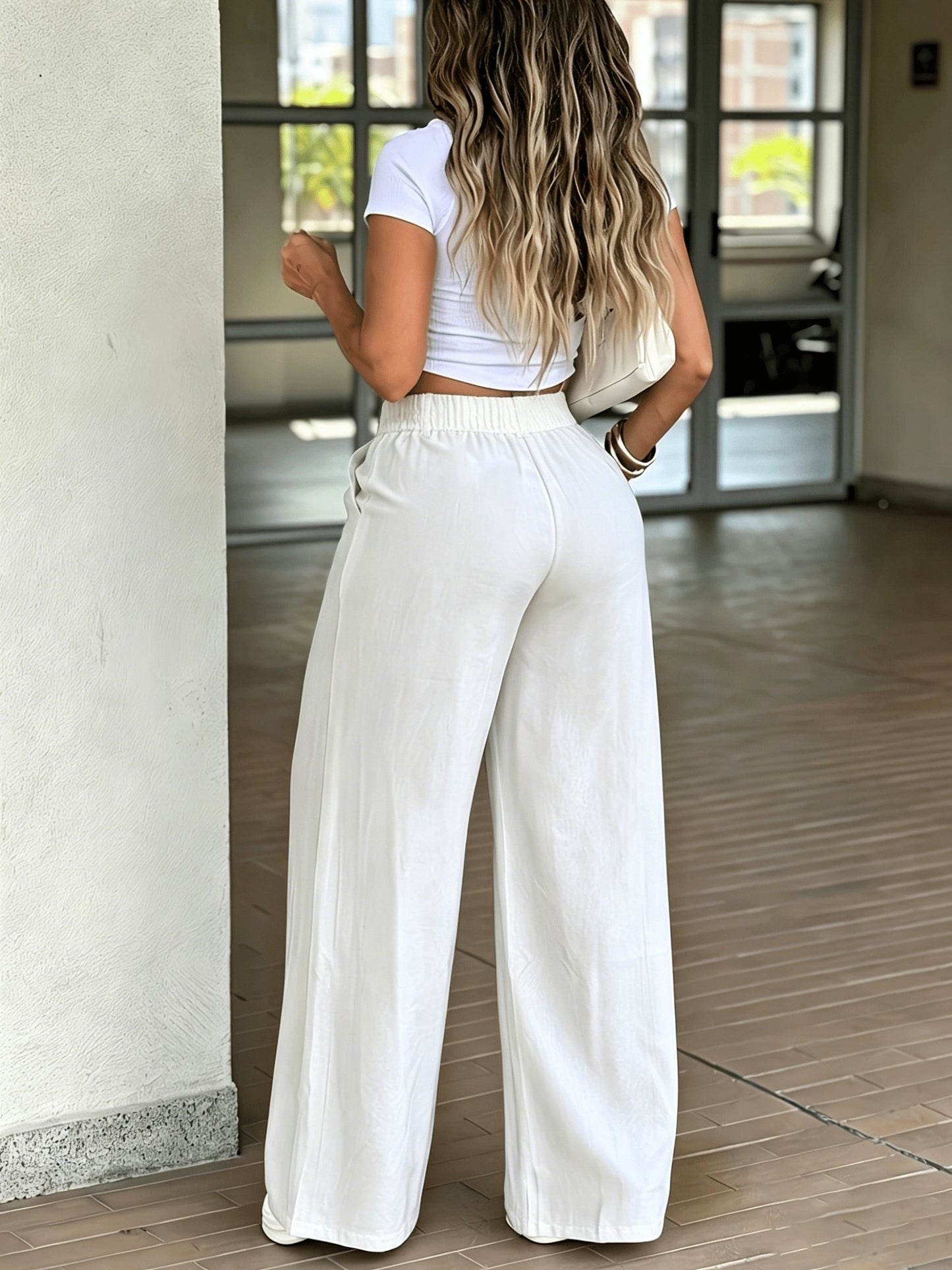 Effortless Wide Leg Pants for Women with High Waist Pleated Button Front Tailored Style