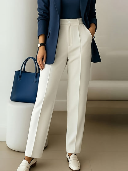 Elegant Tailored Wide Leg Pants for Women with High Waist Pleated Straight Leg Relaxed Style