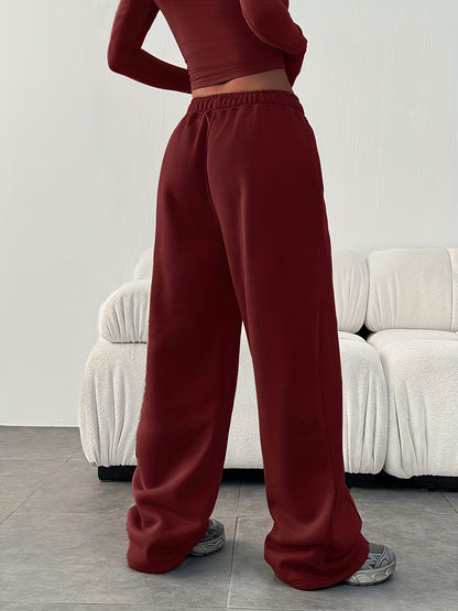 Women'S Casual Loose Easy Solid Color Elastic Waist Athletic Pants