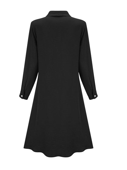 Effortless Linen Shirt Dress for Women with Collar V Neck Long Sleeve Button Front Flowing Style