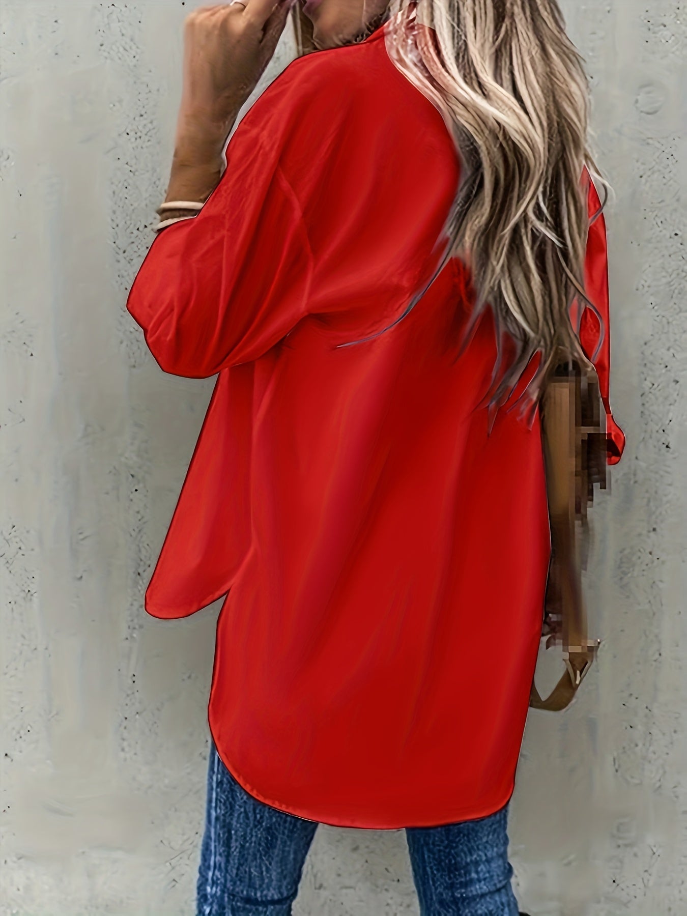 Effortless Button Front Blouse for Women with Collar Long Sleeve Chest Pocket Relaxed Style